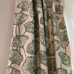 Green Leaf Patterned Linen Curtain Pair